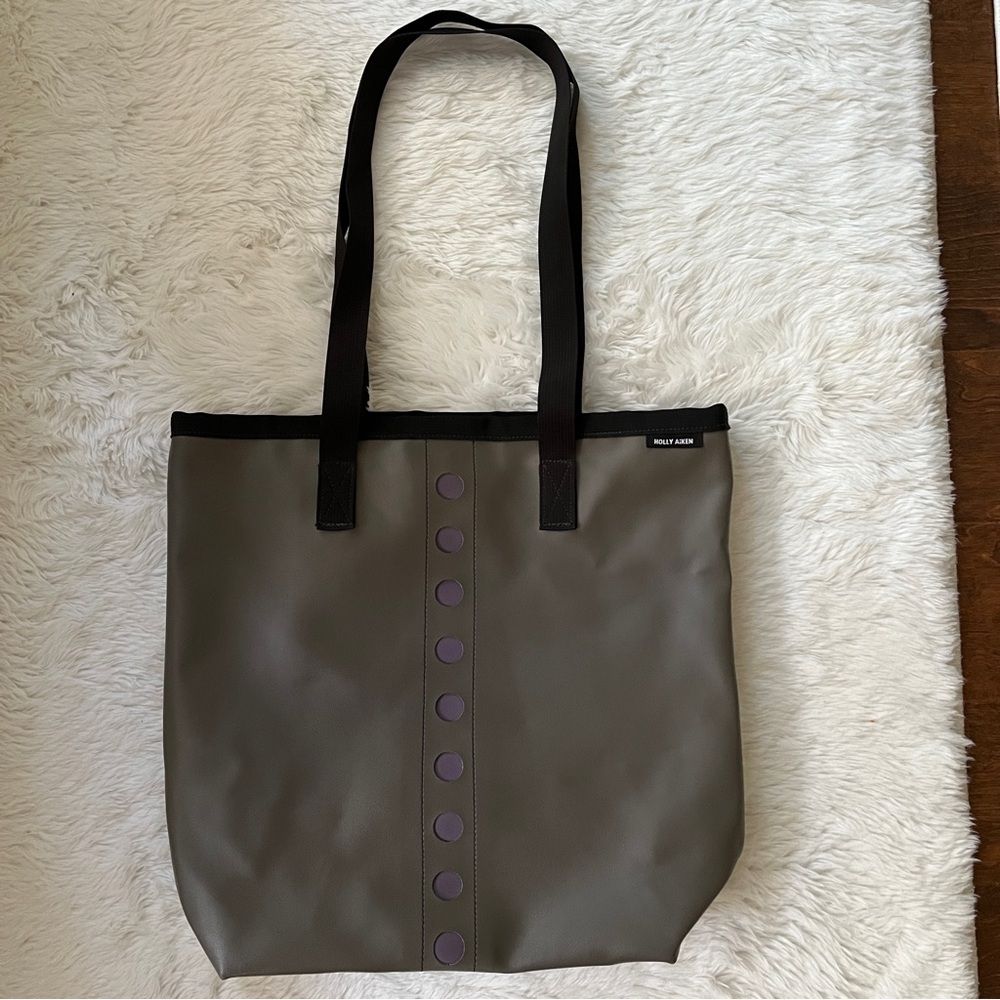 Holly Aiken Gunmetal and Purple Stingray Atomic Tote Bag